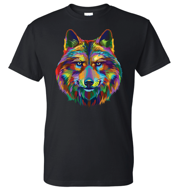 Rainbow Wolf Face